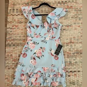 Ever New Light Blue Floral Ruffle Midi Dress size 6